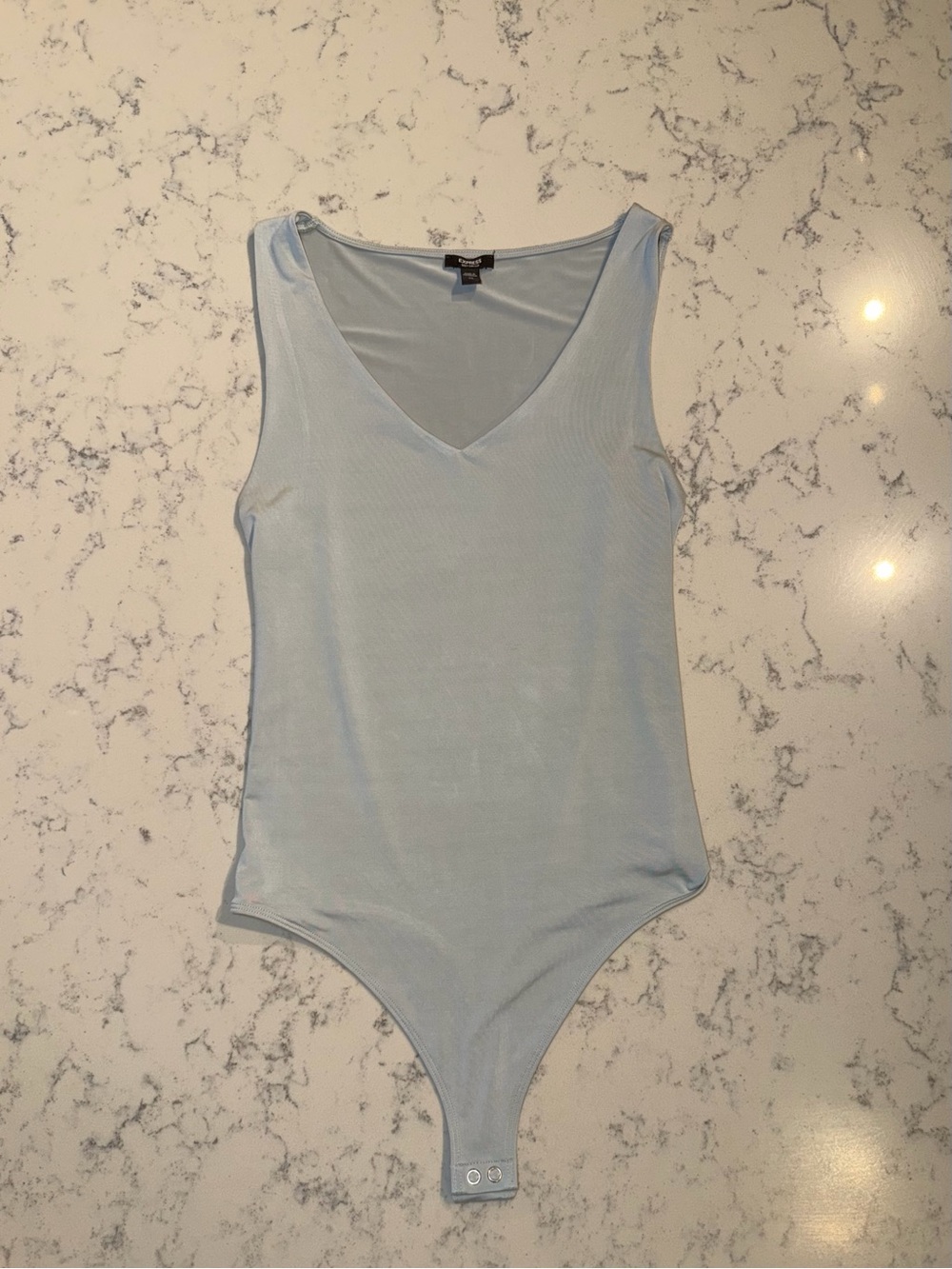 Express Body Contour V-Neck Sleeveless Bodysuit Light Blue - XS
